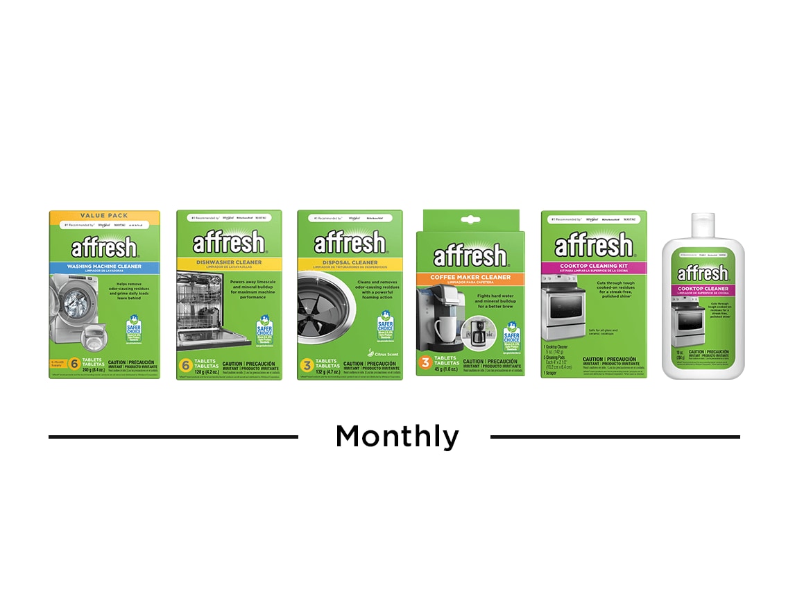 Affresh® products with cleaning frequency.