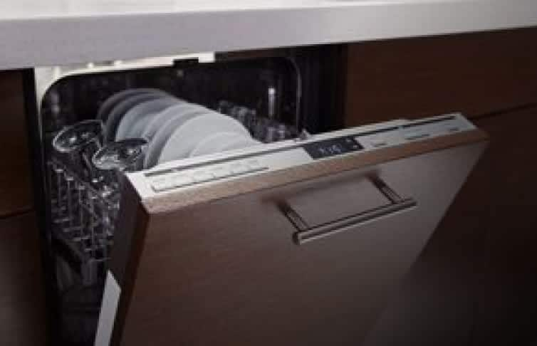 A graphic showing a dishwasher with the door ajar with the home heartbeat blog logo