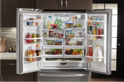 An open refrigerator