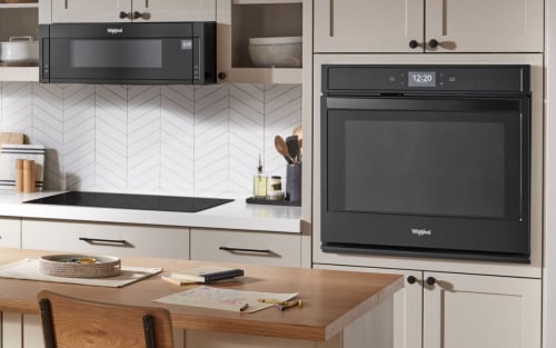 A Whirlpool® wall oven in a modern kitchen.